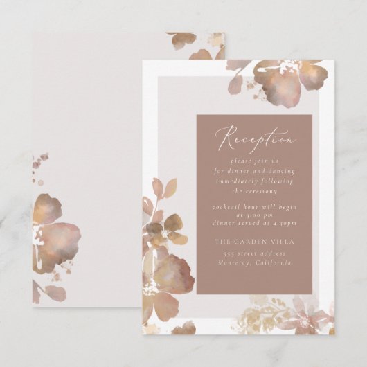 Carte d'insertion de réception Romance fleur sauva (Devant / Derrière)