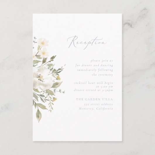 Carte d'insertion de réception Romance fleur sauva (Devant)