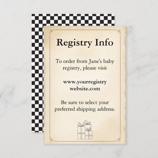 Carte d'insertion de registre (Devant / Derrière)