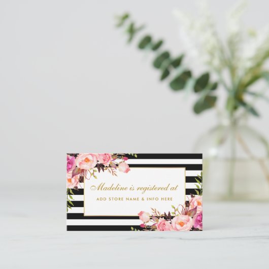 Carte d'insertion de registre à rayures rose Fête  (Debout devant)