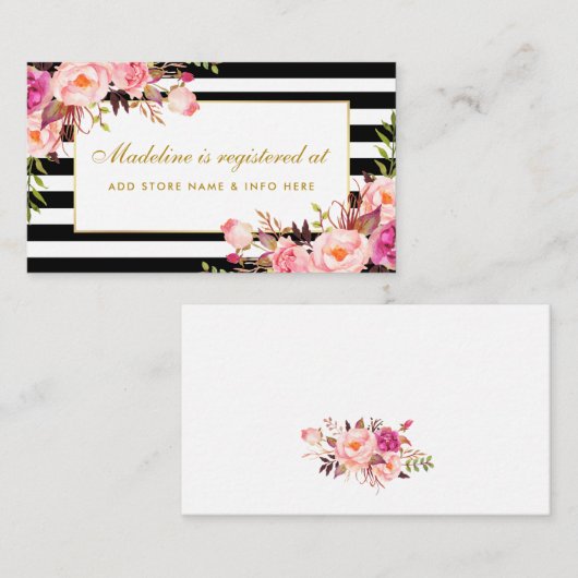 Carte d'insertion de registre à rayures rose Fête  (Devant / Derrière)