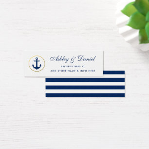 Carte d'insertion de registre bleu marine mariage