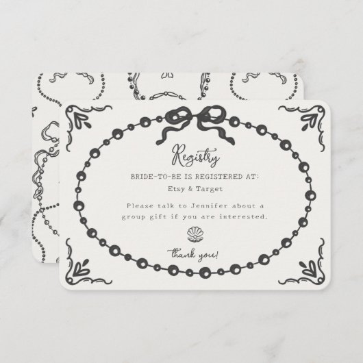 Carte d'insertion de registre de cadeaux à l'arc e (Devant / Derrière)