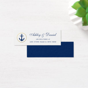 Carte d'insertion de registre de mariage bleu naut
