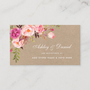 Carte d'insertion de registre floral rose mariage