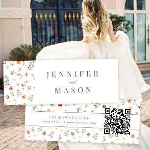 Carte d'insertion de registre QR de mariage floral