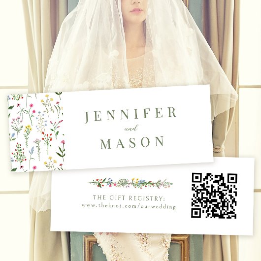 Carte d'insertion de registre QR du mariage floral