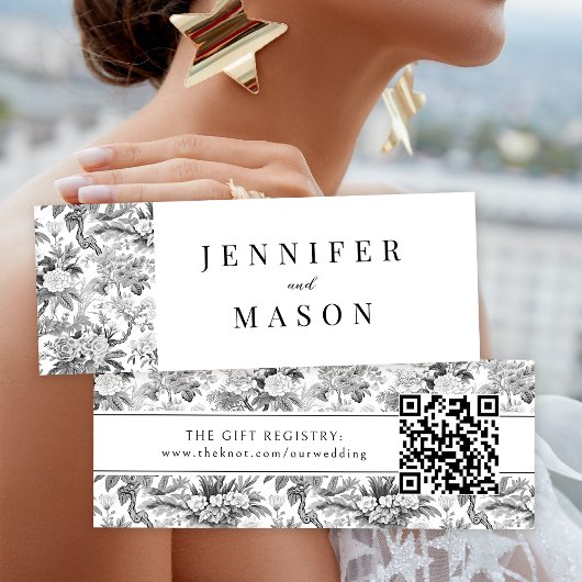 Carte d'insertion de registre QR mariage de fleurs