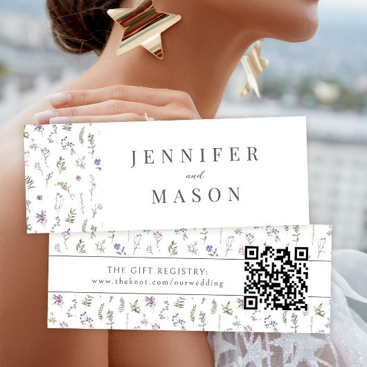 Carte d'insertion de registre QR mariage floral La