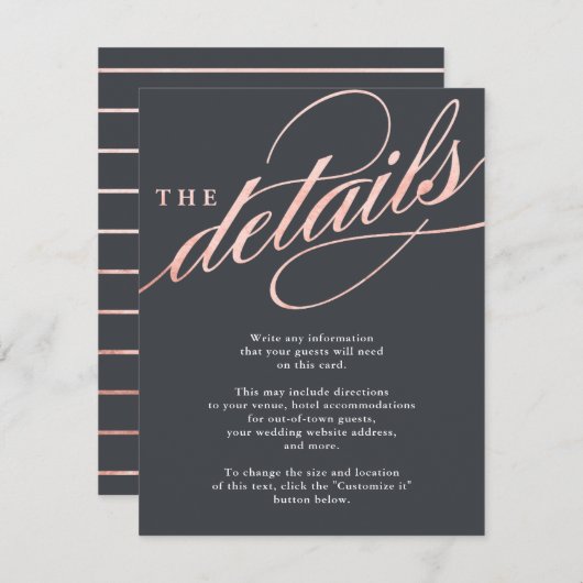 Carte d'insertion de script or Rose simple et mode (Devant / Derrière)