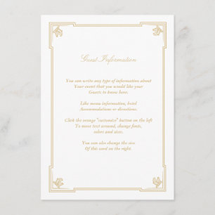 Carte d'insertion de style Art déco Mariage
