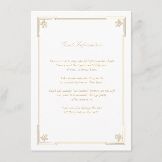 Carte d'insertion de style Art déco Mariage (Devant)