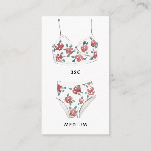 Carte d'insertion de taille de lingerie (Devant)