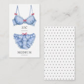Carte d'insertion de taille de lingerie bleu fémin (Devant / Derrière)