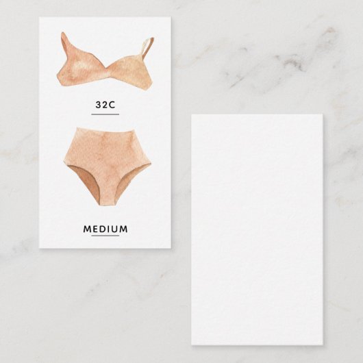 Carte d'insertion de taille de lingerie Blush (Devant / Derrière)