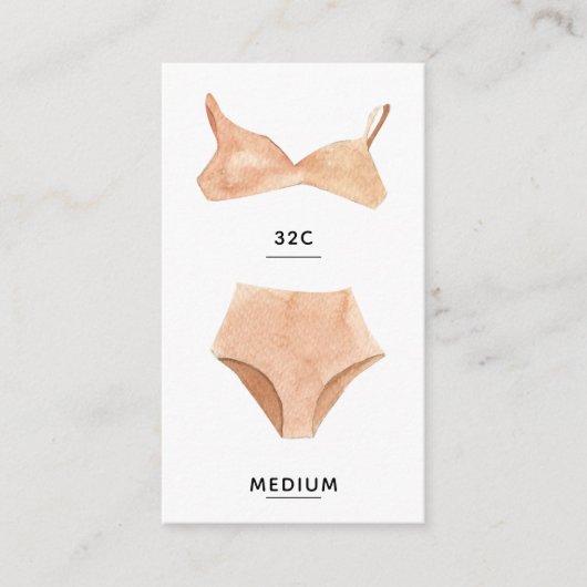 Carte d'insertion de taille de lingerie Blush (Devant)