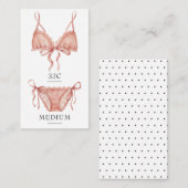 Carte d'insertion de taille de lingerie rose frile (Devant / Derrière)