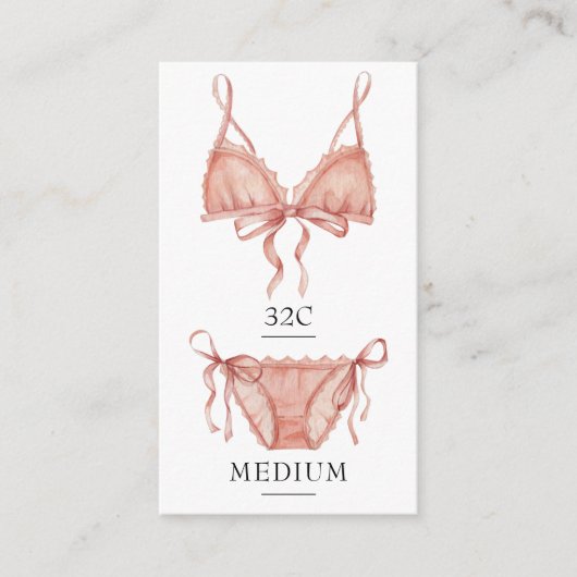 Carte d'insertion de taille de lingerie rose frile (Devant)