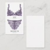Carte d'insertion de taille de lingerie violette (Devant / Derrière)