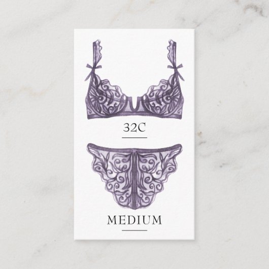 Carte d'insertion de taille de lingerie violette (Devant)