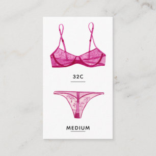 Carte d'insertion de taille Lingerie