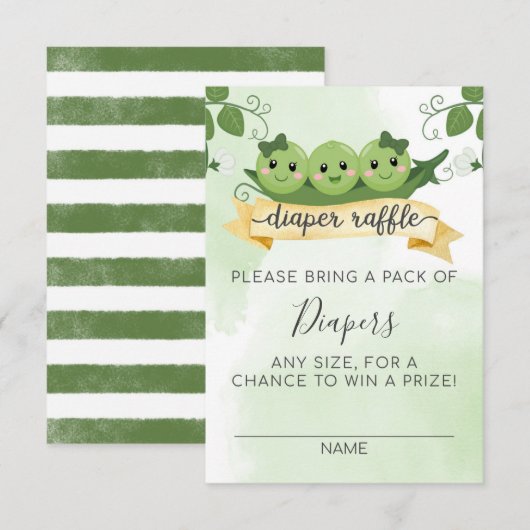 Carte d'insertion de tombola de couches Trois Pois (Devant / Derrière)