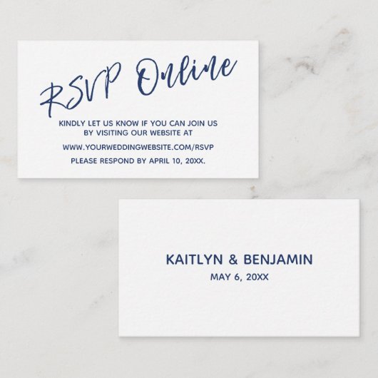 Carte d'insertion d'écriture manuscrite RSVP de ma (Devant / Derrière)