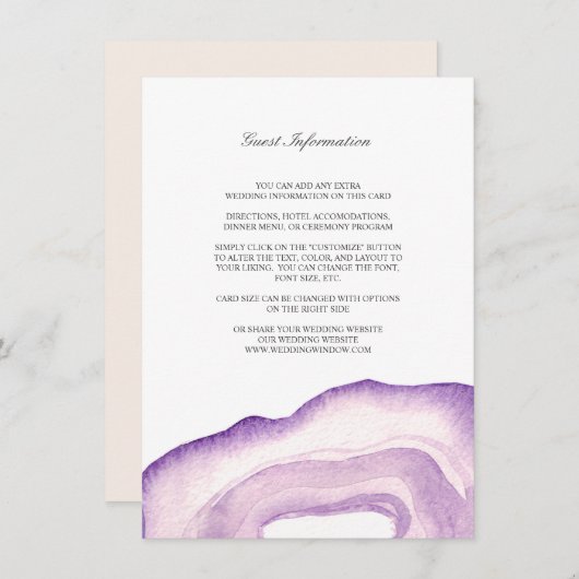 Carte d'insertion du Mariage d'aquarelle | Lavande (Devant / Derrière)