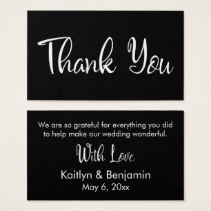 Carte d'insertion du Merci Mariage noir Favor