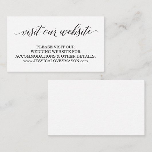 Carte d'insertion du site Web mariage - Script cla (Devant / Derrière)