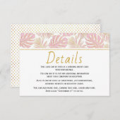 Carte d'insertion feuille rose et or mariage (Devant / Derrière)