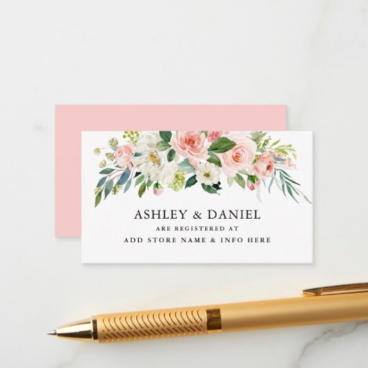 Carte d'insertion Floral Rose Blush Mariage (Devant/Arrière en situation)