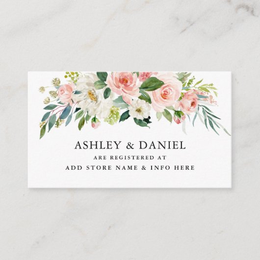 Carte d'insertion Floral Rose Blush Mariage (Devant)