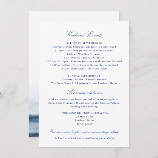 Carte d'insertion Horaire Ferry pour mariage (Devant / Derrière)