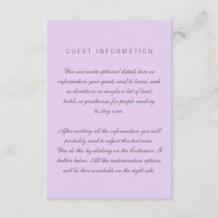 Carte d'insertion Lilac Simple Mariage