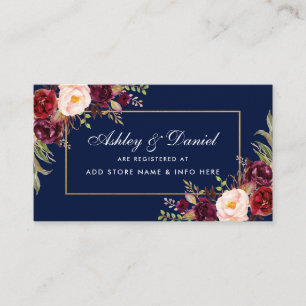 Carte d'insertion mariage Burgundy Floral Blue Reg