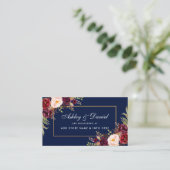 Carte d'insertion mariage Burgundy Floral Blue Reg (Debout devant)