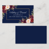 Carte d'insertion mariage Burgundy Floral Blue Reg (Devant / Derrière)