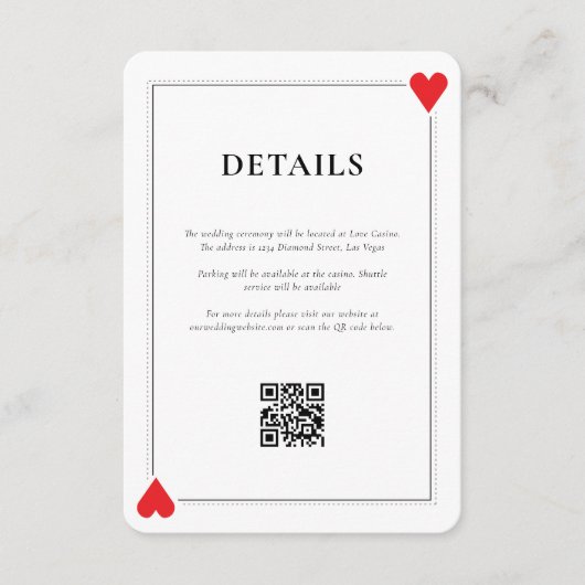 Carte d'insertion Mariage Casino (Devant)