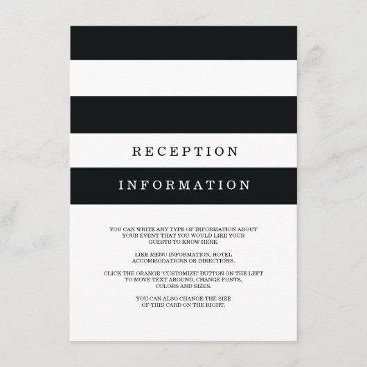 Carte d'insertion Mariage Chic Black Stripes (Devant)
