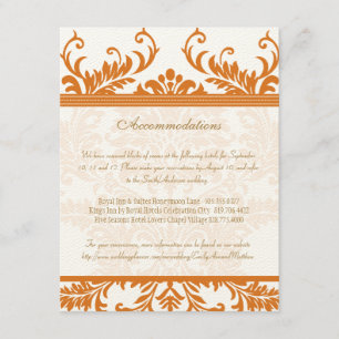 Carte d'insertion Mariage damassé orange et ivoire