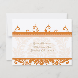 Carte d'insertion Mariage damassé orange et ivoire