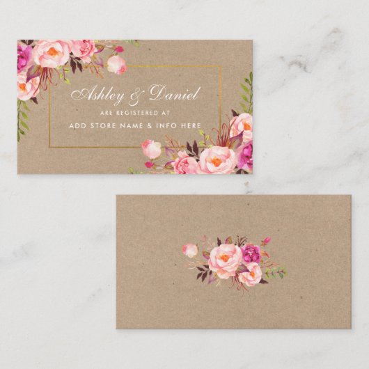 Carte d'insertion mariage Kraft Pink Blush Gold Re (Devant / Derrière)
