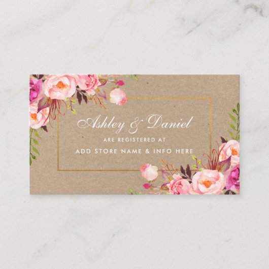 Carte d'insertion mariage Kraft Pink Blush Gold Re (Devant)