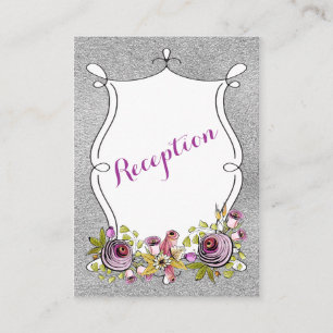 Carte d'insertion mariage Plum FAUX Silver Foil