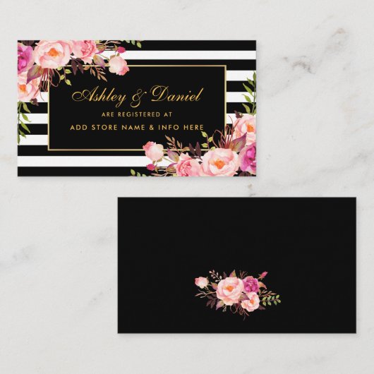 Carte d'insertion mariage Rose Blush Gold Black (Devant / Derrière)