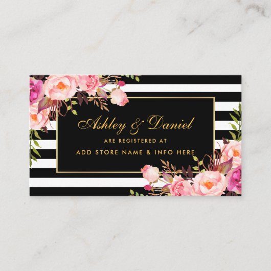 Carte d'insertion mariage Rose Blush Gold Black (Devant)