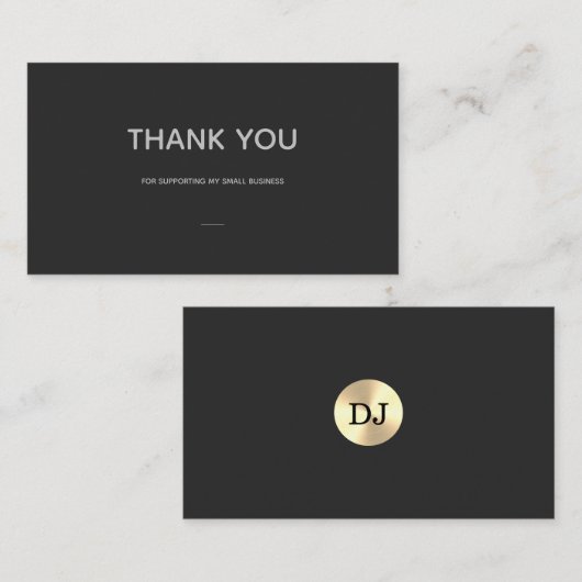 Carte d'insertion Merci avec Faux Gold et Black (Devant / Derrière)