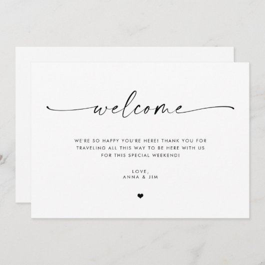 Carte d'insertion minimaliste pour Mariage (Devant / Derrière)