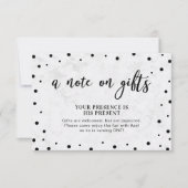 Carte d'insertion moderne Balck Confetti & Marble (Devant)